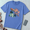 Flying Fish Cars Retro Miami T-Shirt - Mystic Blue unfolded t-shirt mockup