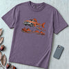 Flying Fish Cars Surreal Texas Desert T-Shirt - Grape unfolded t-shirt mockup