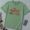 Flying Fish Cars Surreal Texas Desert T-Shirt - Light Green unfolded t-shirt mockup
