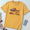 Flying Fish Cars Surreal Texas Desert T-Shirt - Mustard unfolded t-shirt mockup