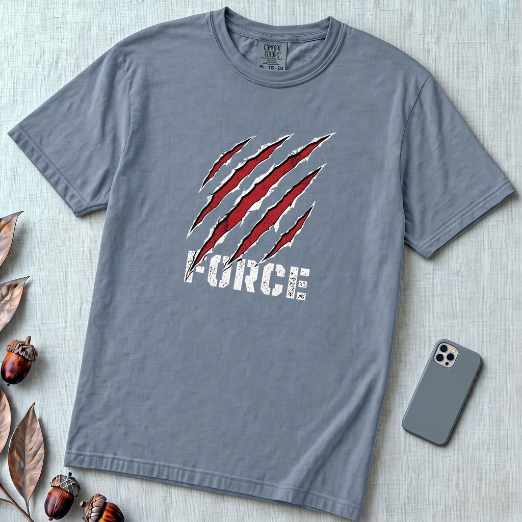 Force Claw Marks T-Shirt, Workout Warrior - Blue Jean unfolded t-shirt mockup
