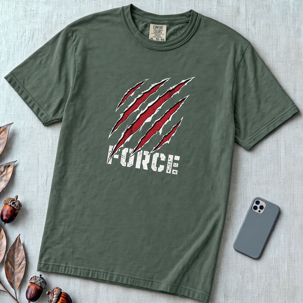 Force Claw Marks T-Shirt, Workout Warrior - Blue Spruce unfolded t-shirt mockup