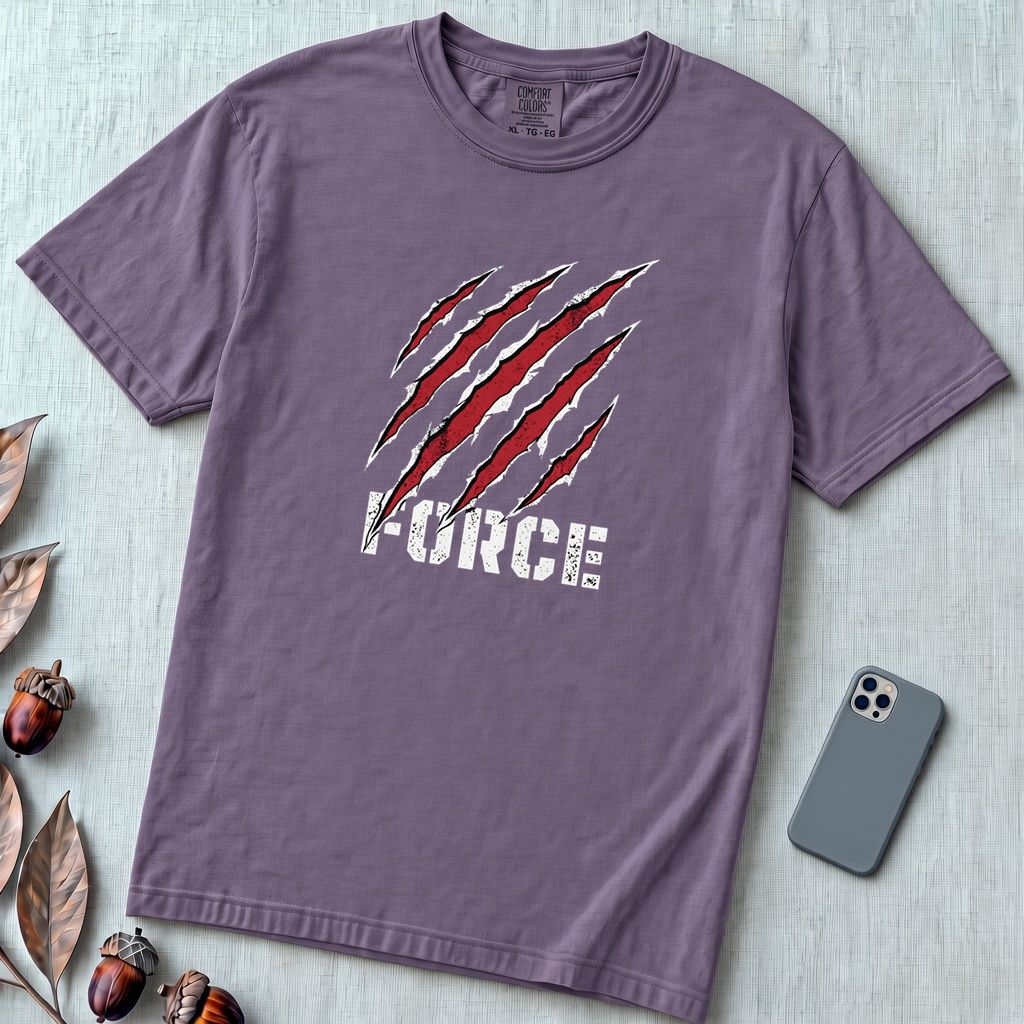 Force Claw Marks T-Shirt, Workout Warrior - Grape unfolded t-shirt mockup