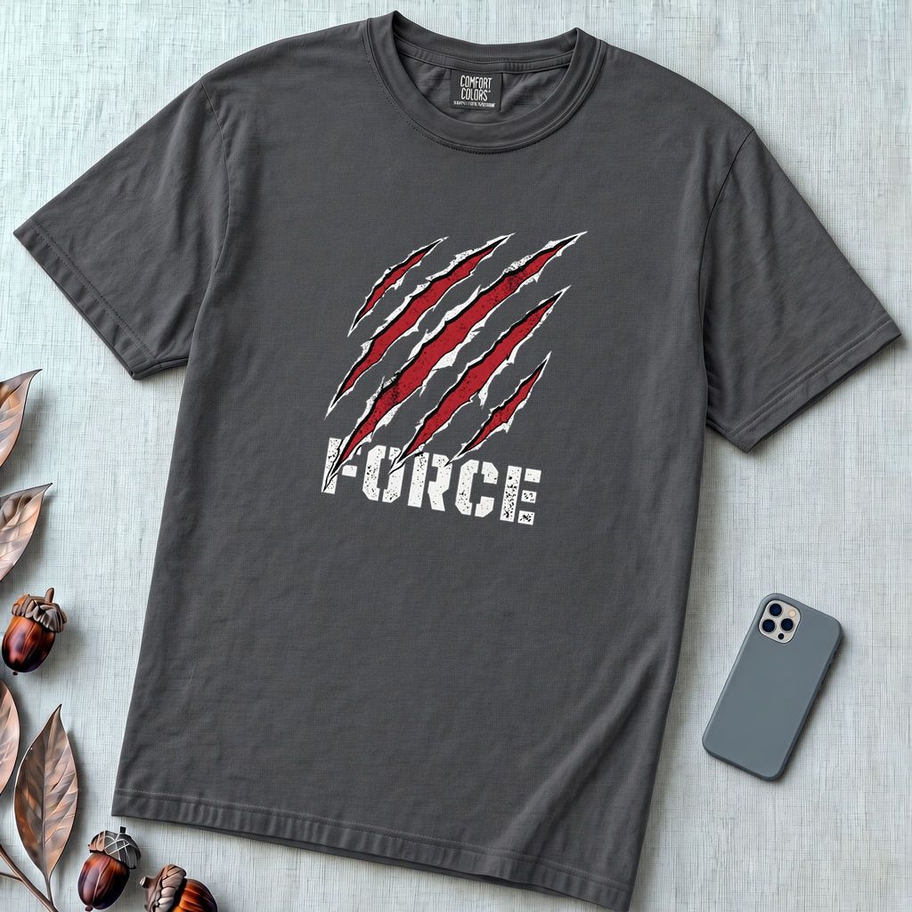Force Claw Marks T-Shirt, Workout Warrior - Graphite unfolded t-shirt mockup