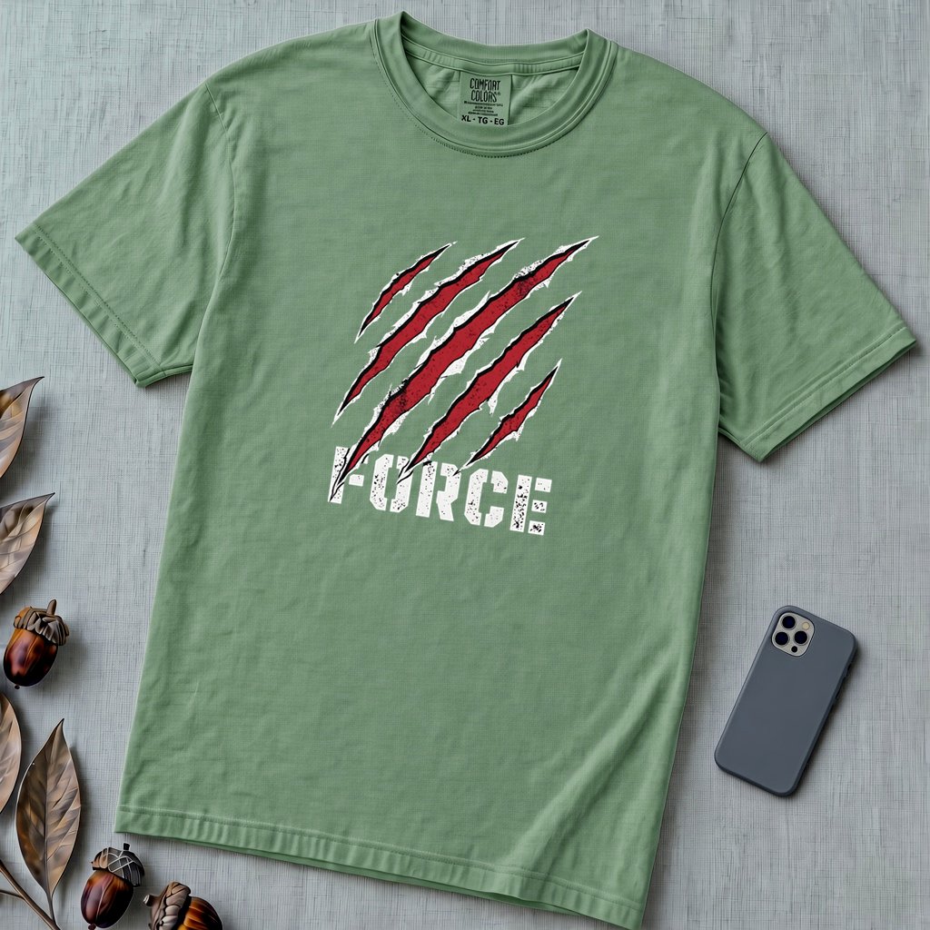 Force Claw Marks T-Shirt, Workout Warrior - Light Green unfolded t-shirt mockup