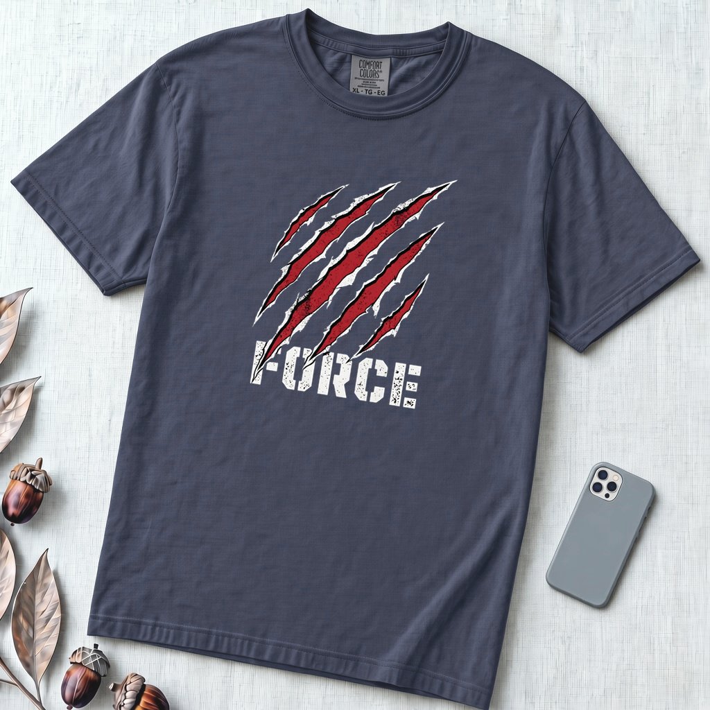 Force Claw Marks T-Shirt, Workout Warrior - Navy unfolded t-shirt mockup
