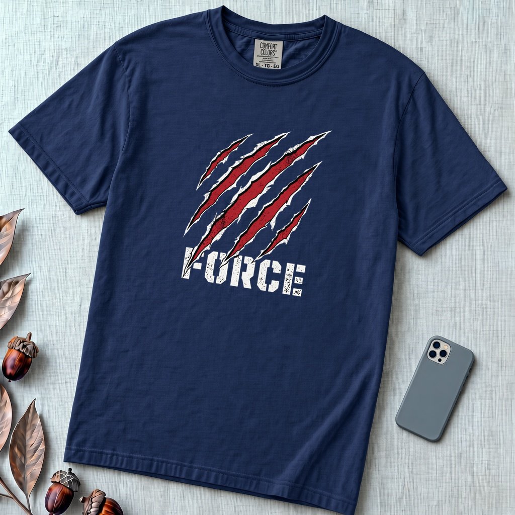 Force Claw Marks T-Shirt, Workout Warrior - True Navy unfolded t-shirt mockup