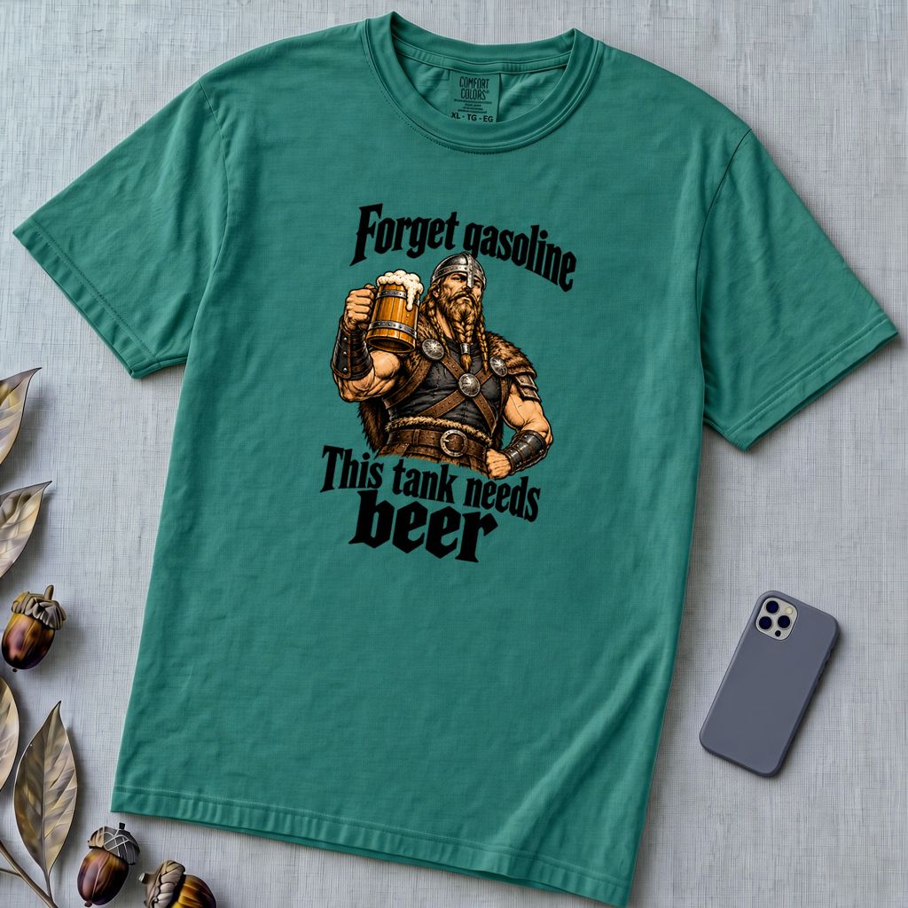 Forget Gasoline Viking Beer T-Shirt - Emerald unfolded t-shirt mockup