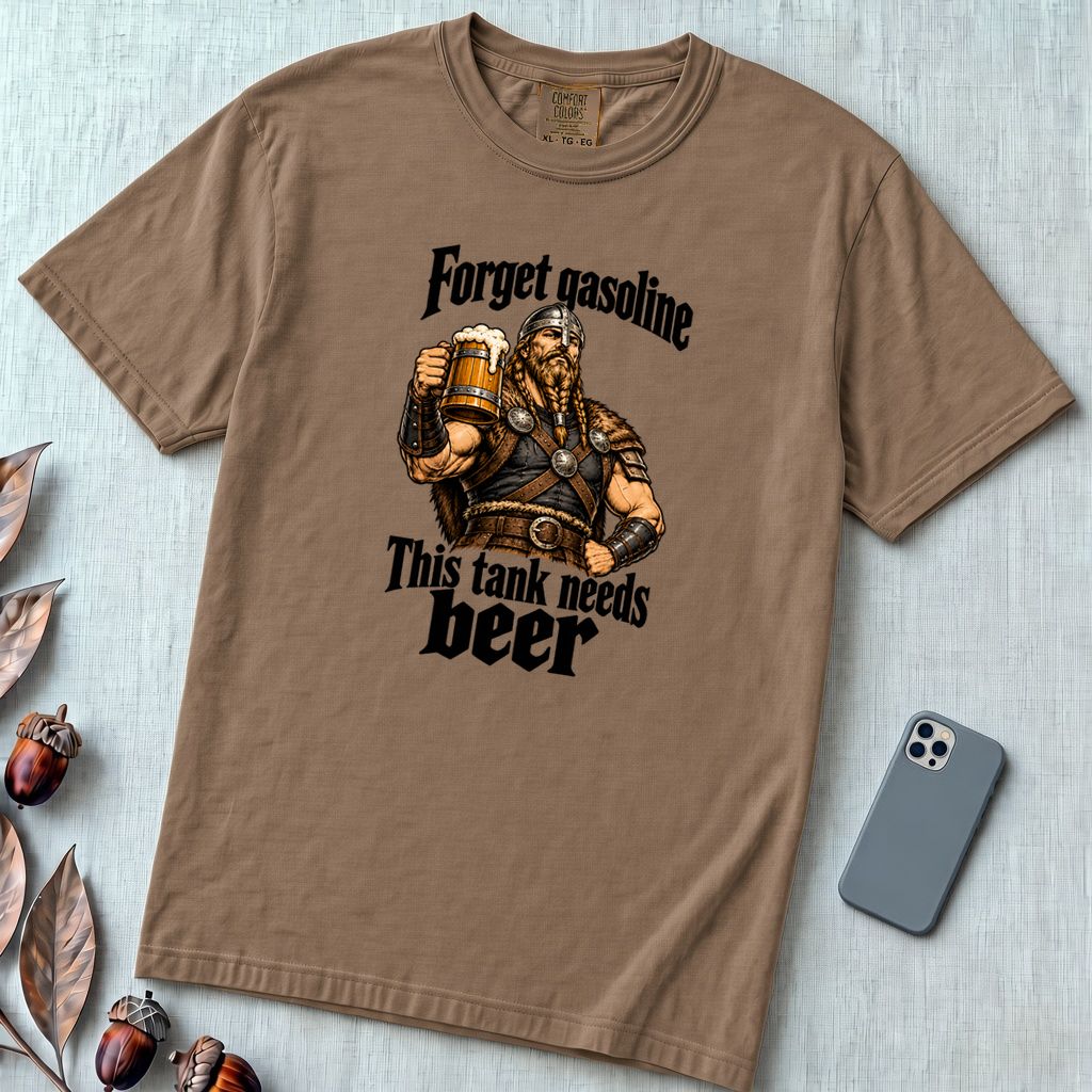 Forget Gasoline Viking Beer T-Shirt - Espresso unfolded t-shirt mockup