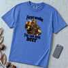 Forget Gasoline Viking Beer T-Shirt - Flo Blue unfolded t-shirt mockup
