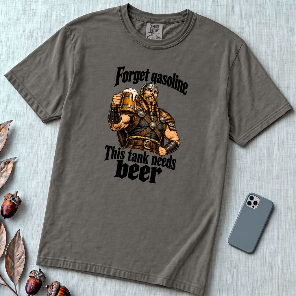 Forget Gasoline Viking Beer T-Shirt - Pepper unfolded t-shirt mockup