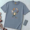 Frog Juggling Cats T-Shirt - Blue Jean unfolded t-shirt mockup