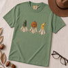 Fruit Ghosts Halloween T-Shirt, Funny Foodie Halloween - Light Green unfolded t-shirt mockup