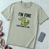 Funny Crocodile "I'm Fine Everything is Fine" T-Shirt, Burnout Humor Shirt - Bay unfolded t-shirt mockup