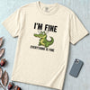 Funny Crocodile "I'm Fine Everything is Fine" T-Shirt, Burnout Humor Shirt - Ivory unfolded t-shirt mockup