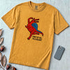 Funny Dinosaur T-Shirt “First Of All I’m A Delight” - Mustard unfolded t-shirt mockup