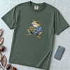 Funny Frog Rubik’s Cube T-Shirt, Retro Toad in Heart Sweater - Blue Spruce unfolded t-shirt mockup