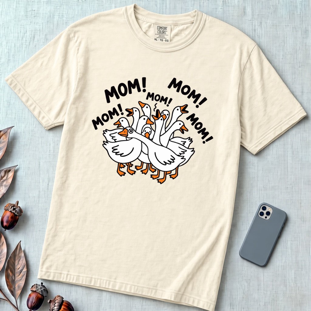 Funny Goose Mothers Day T-Shirt - Ivory unfolded t-shirt mockup