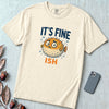 Funny Pufferfish T-Shirt | It’s Fine-ish Burnout Tee - Ivory unfolded t-shirt mockup