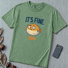 Funny Pufferfish T-Shirt | It’s Fine-ish Burnout Tee - Light Green unfolded t-shirt mockup