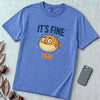 Funny Pufferfish T-Shirt | It’s Fine-ish Burnout Tee - Mystic Blue unfolded t-shirt mockup