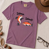 Funny Salmon-Salmoff Pun T-Shirt, Exhausted Fish Humor - Berry unfolded t-shirt mockup