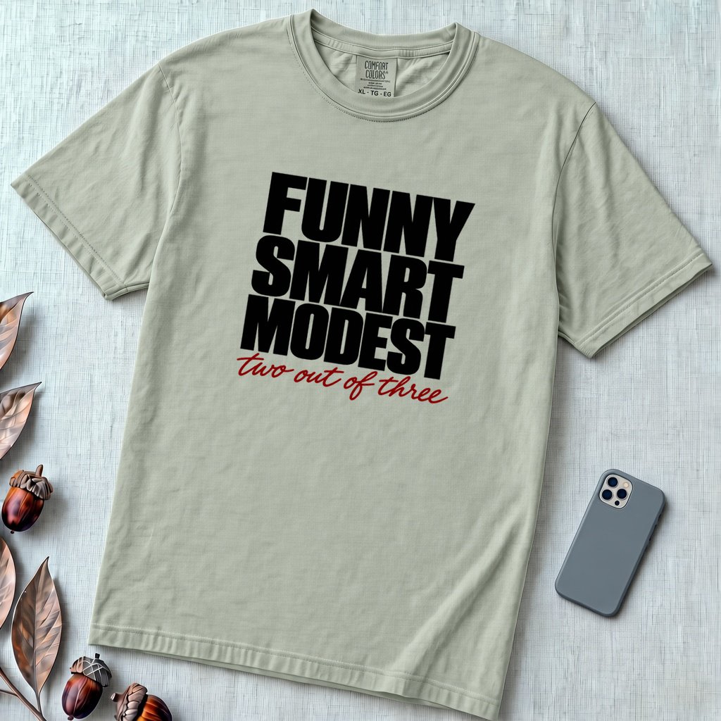 Funny Smart Modest, Two Out Of Three T-Shirt - Bay unfolded t-shirt mockup