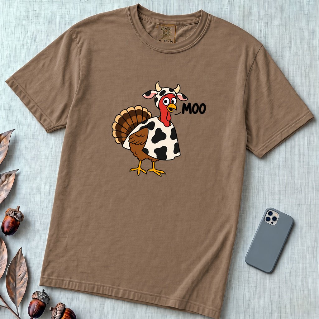 Funny Thanksgiving Turkey T-Shirt - Espresso unfolded t-shirt mockup