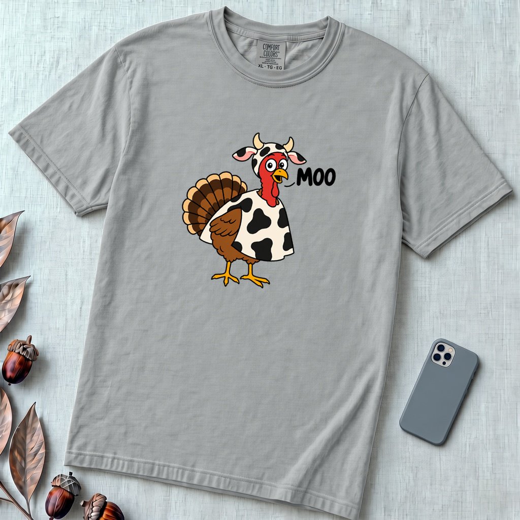Funny Thanksgiving Turkey T-Shirt - Granite unfolded t-shirt mockup