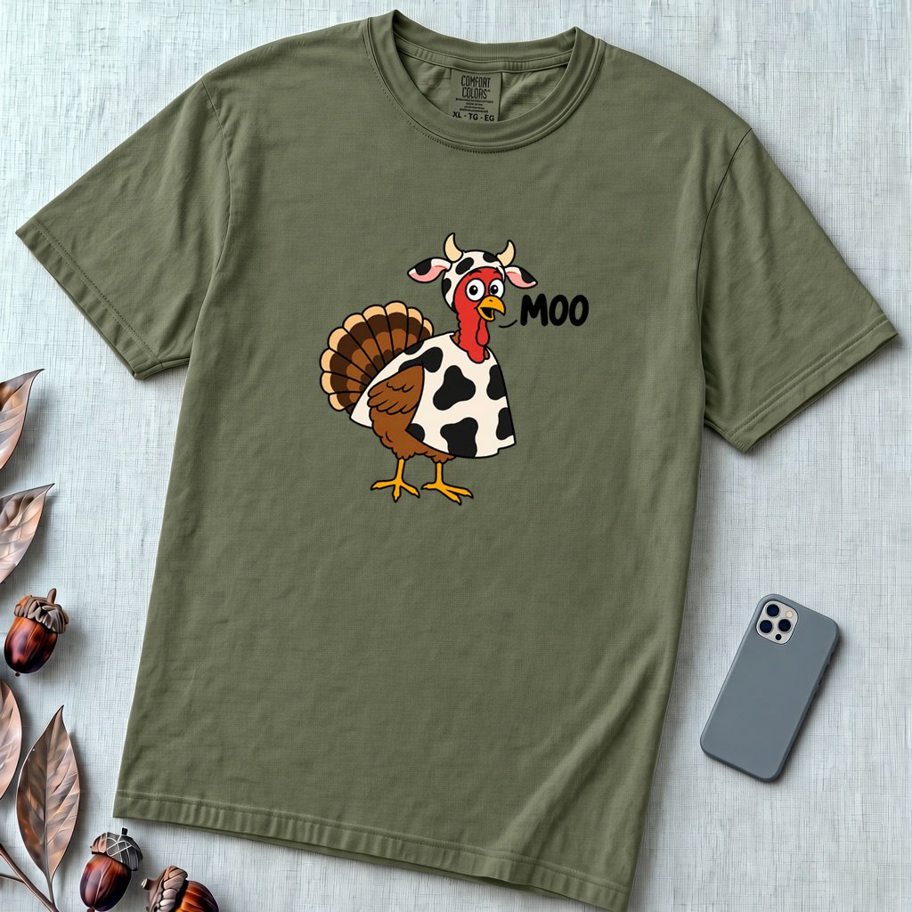 Funny Thanksgiving Turkey T-Shirt - Hemp unfolded t-shirt mockup