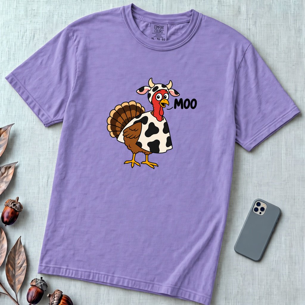 Funny Thanksgiving Turkey T-Shirt - Violet unfolded t-shirt mockup