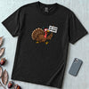 Funny Vegan Thanksgiving Turkey T-Shirt - Black unfolded t-shirt mockup