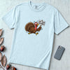 Funny Vegan Thanksgiving Turkey T-Shirt - Chambray unfolded t-shirt mockup