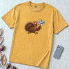 Funny Vegan Thanksgiving Turkey T-Shirt - Mustard unfolded t-shirt mockup