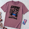 Gaming Because Murder Is Wrong Raccoon T-Shirt - Berry unfolded t-shirt mockup