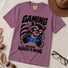 Gaming Because Murder Is Wrong Raccoon T-Shirt - Berry unfolded t-shirt mockup