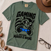Gaming Because Murder Is Wrong Raccoon T-Shirt - Blue Spruce unfolded t-shirt mockup