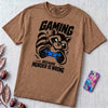 Gaming Because Murder Is Wrong Raccoon T-Shirt - Espresso unfolded t-shirt mockup