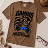 Gaming Because Murder Is Wrong Raccoon T-Shirt - Espresso unfolded t-shirt mockup