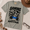 Gaming Because Murder Is Wrong Raccoon T-Shirt - Granite unfolded t-shirt mockup