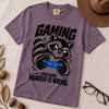 Gaming Because Murder Is Wrong Raccoon T-Shirt - Grape unfolded t-shirt mockup