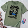 Gaming Because Murder Is Wrong Raccoon T-Shirt - Light Green unfolded t-shirt mockup