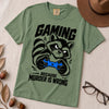 Gaming Because Murder Is Wrong Raccoon T-Shirt - Light Green unfolded t-shirt mockup