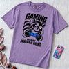 Gaming Because Murder Is Wrong Raccoon T-Shirt - Violet unfolded t-shirt mockup