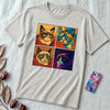 Grumpy Cat Meme T-Shirt - Iconic Angry Cat Graphic Tee - Pixel, Cubism & Neon Styles - Funny Unisex Gift for Cat Lovers - Ash unfolded t-shirt mockup