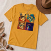 Grumpy Cat Meme T-Shirt - Iconic Angry Cat Graphic Tee - Pixel, Cubism & Neon Styles - Funny Unisex Gift for Cat Lovers - Mustard unfolded t-shirt mockup
