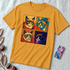 Grumpy Cat Meme T-Shirt - Iconic Angry Cat Graphic Tee - Pixel, Cubism & Neon Styles - Funny Unisex Gift for Cat Lovers - Mustard unfolded t-shirt mockup