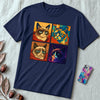 Grumpy Cat Meme T-Shirt - Iconic Angry Cat Graphic Tee - Pixel, Cubism & Neon Styles - Funny Unisex Gift for Cat Lovers - Navy unfolded t-shirt mockup