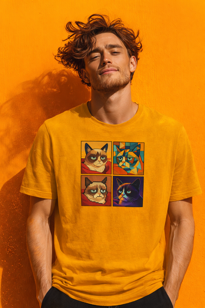 Grumpy Cat Meme T-Shirt - Iconic Angry Cat Graphic Tee - Pixel, Cubism & Neon Styles - Funny Unisex Gift for Cat Lovers
