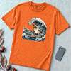 Grumpy Cat Surfing Hokusai’s Great Wave Funny Meme T-Shirt - Burnt Orange unfolded t-shirt mockup
